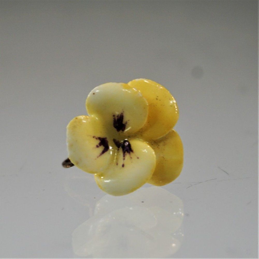 Vintage Coalport Porcelain Pansy Earring One SINGLE Screw Back AS IS For Crafts